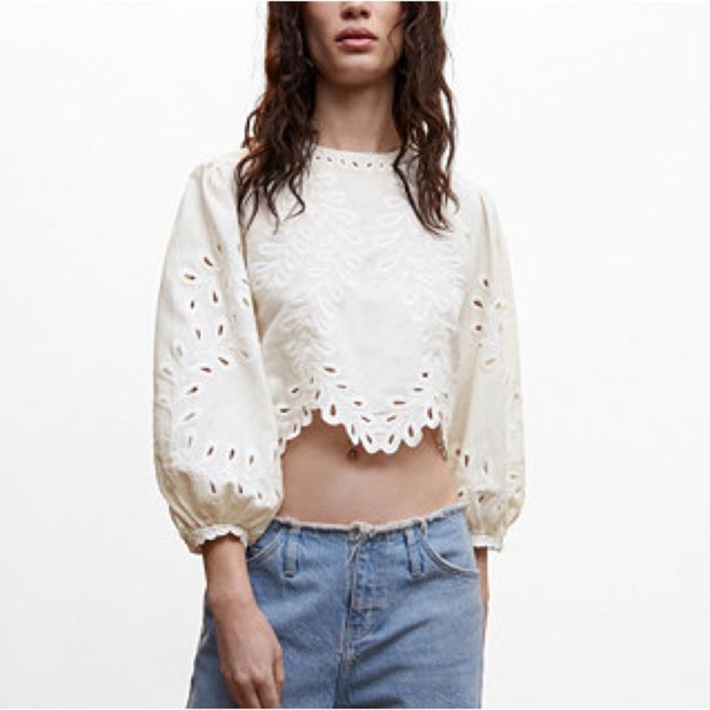 Mango Women’s Openwork Embroidered Top